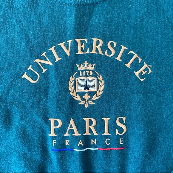 University Paris Green Sweater Vintage Grail - Picture 2 of 8